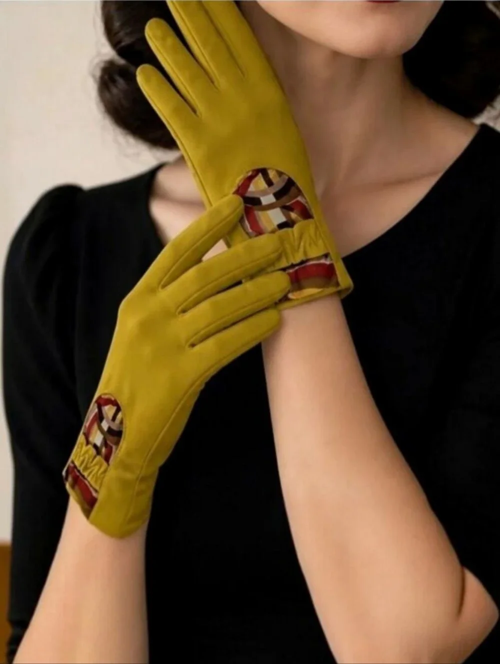 Vintage Glamour Glove Corp Marigold Yellow Nylon Gloves OS
